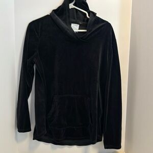 SUNDAY BRAND…BLACK VELVET (VELOUR) HOODED SWEATSHIRT SIZE MEDIUM SUPER SOFT